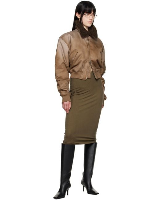 Acne Brown Furry Collar Bomber Jacket