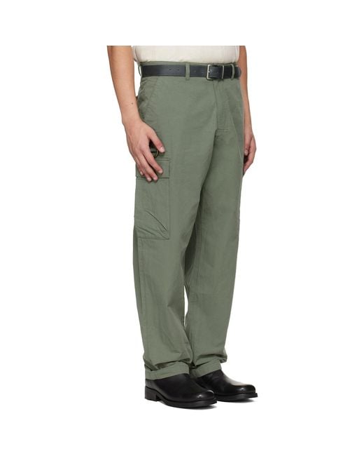 Barbour Green Khaki Spey Poplin Relaxed Cargo Pants for men