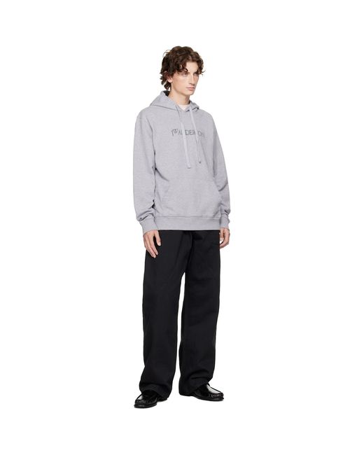 J.W. Anderson Gray Logo Embroidery Hoodie for men