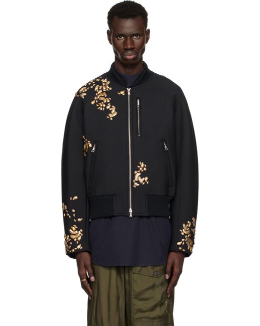 メンズ Dries Van Noten ネイビー ハードウェア ボンバー