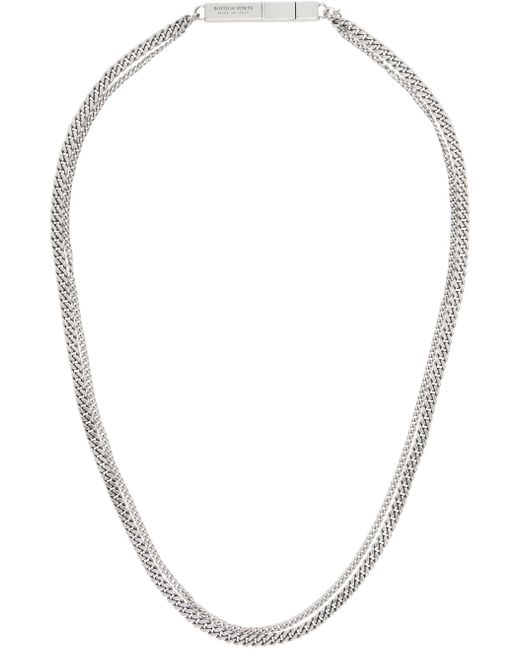 Bottega Veneta Multicolor Silver Chains Id Necklace for men