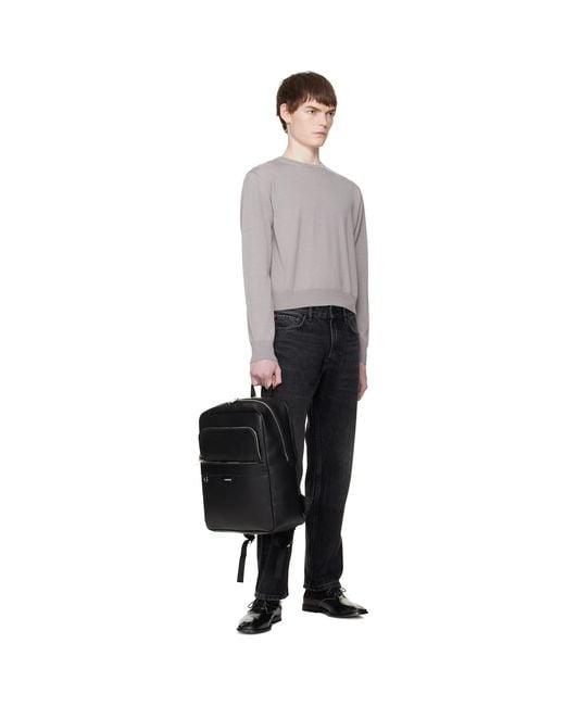 Lacoste Black Ossian Leather Backpack for men