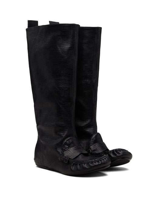 Acne Black Slouch Saddle Tall Boots