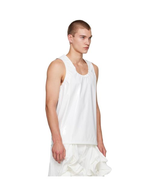 Comme des Garçons White Polyurethane Enamel Cloth Tank Top for men