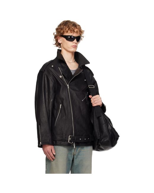 SECONDA Black Fonda Leather Jacket for men