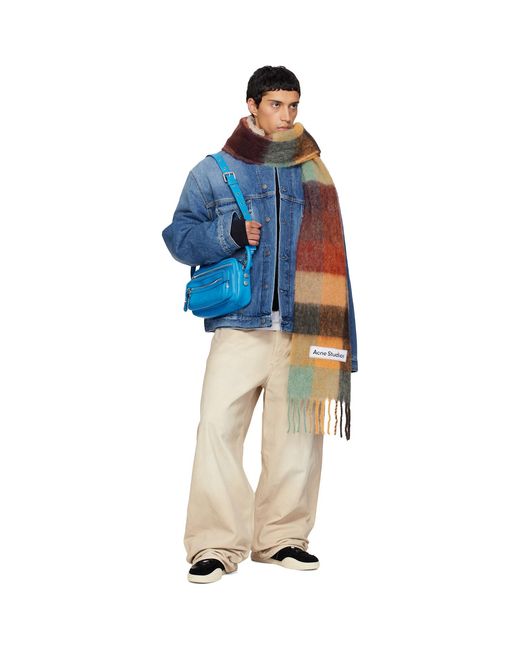 Acne Multicolor Mohair Checked Scarf for men