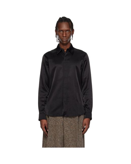 Dries Van Noten Black Satin Shirt for men