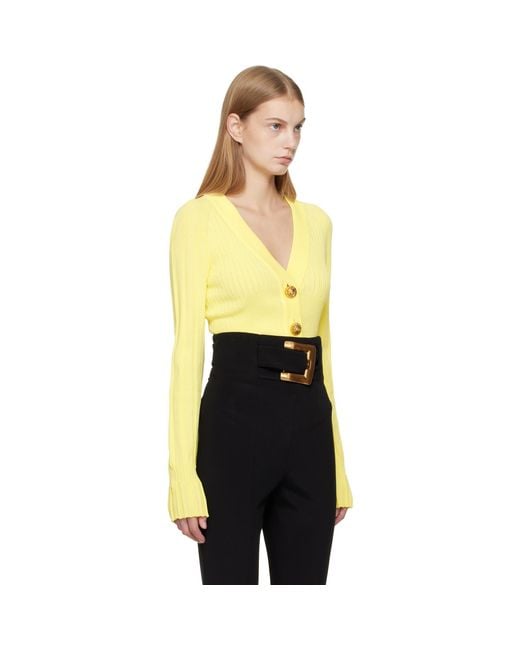 Balmain Black Buttoned V-Neck Light Knit Cardigan