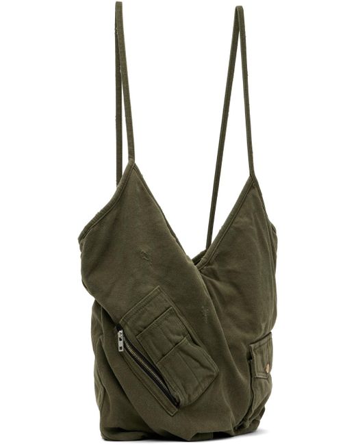 we11done Green Military Pocket Touch Tote