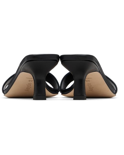 Aeyde Black Gilly Leather Heeled Sandals