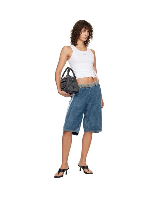 DIESEL Blue Wrap-Around Crop Tank Top