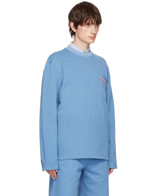 Thom Browne Blue Thom E Oversized Sweatshirt for men