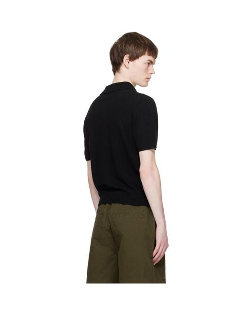 Entire studios Black Short Sleeve Knit Polo for men