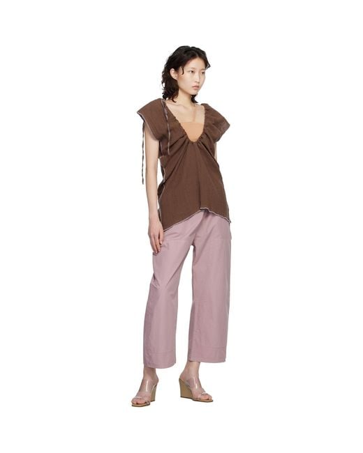 Baserange Brown Crinkle Linen Max Blouse