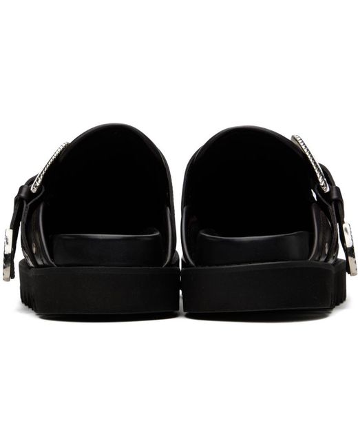 Toga Virilis Black Eyelet Metal Sabot Loafers for men