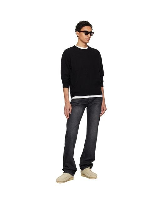 Merz B. Schwanen Black Lightweight Merino Wool-Cashmere-Silk Sweater for men