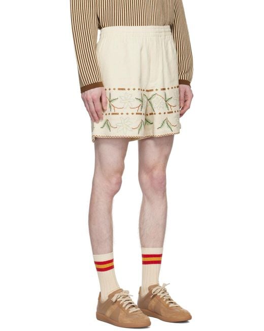Bode Natural Off-white Gerber Border Shorts for men