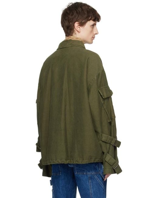 Dries Van Noten Green Khaki Garment-dyed Jacket for men