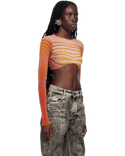 Jean Paul Gaultier Black Pink 'the Body Morphing Crop' Long Sleeve T-shirt