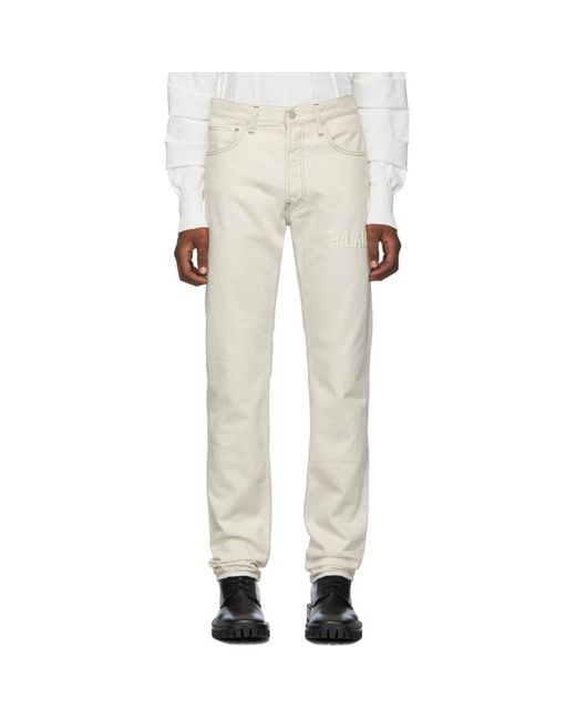 Helmut Lang Multicolor Off-white Embroidered Masc Hi Straight Jeans for men