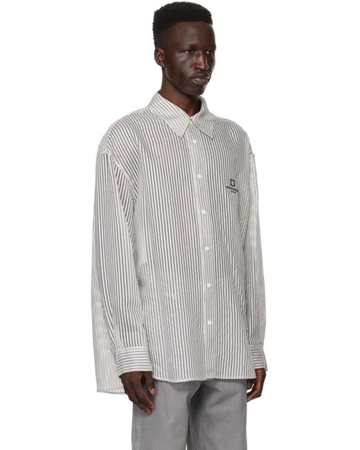 Wooyoungmi Black Gray Striped Shirt for men