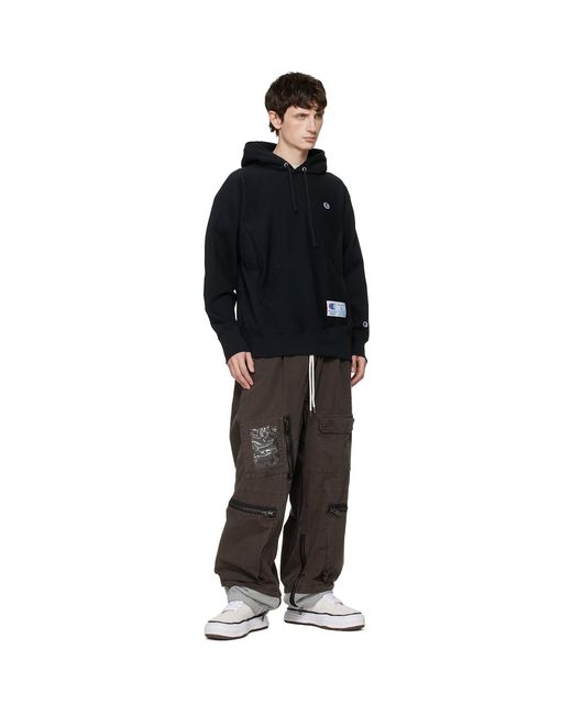 Maison Mihara Yasuhiro Black Sweat Pants Combined Flight Cargo Pants for men