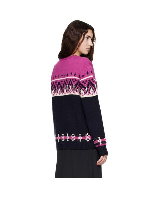 Anna Sui Purple Fair Isle Knit Cardigan