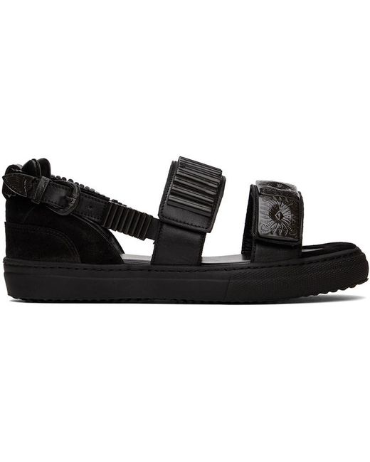Toga Black Ssense Exclusive Buckles Flat Sandals
