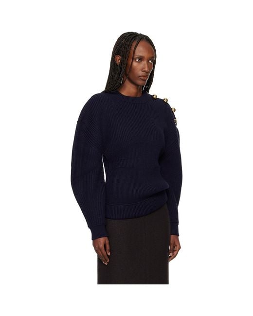 Lanvin Blue Wool Ribbed Sweater