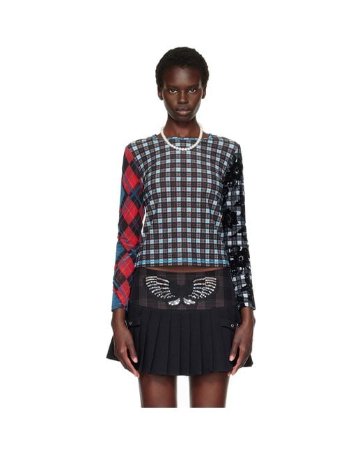 Chopova Lowena Black Par Flocked Mesh T-Shirt