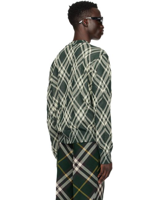 Burberry Black Green Check Sweater for men