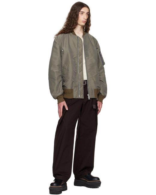 Sacai Multicolor Taupe Nylon Twill Bomber Jacket for men
