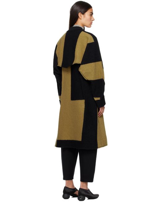Issey Miyake Black & Beige Paneled Coat