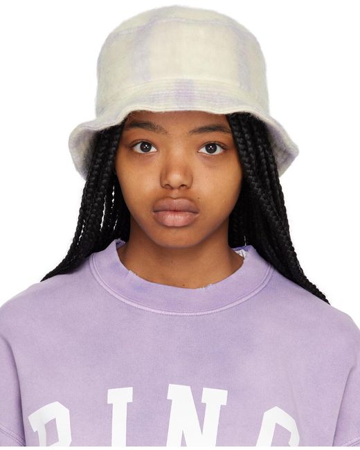 Anine Bing Off-white & Purple Cami Bucket Hat