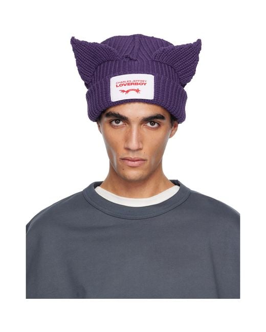 Charles Jeffrey Blue Chunky Ears Beanie for men