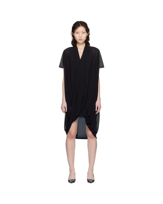 MM6 by Maison Margiela Black Chiffon Midi Dress