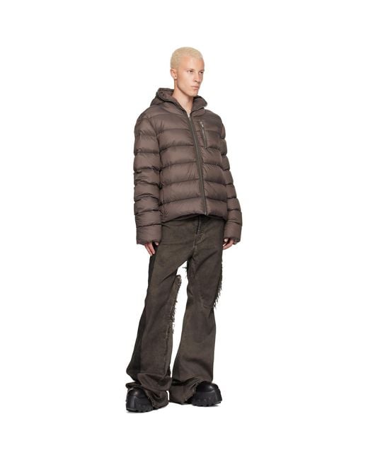 Rick Owens Brown Taupe Tower Hooded Down Jacket for men