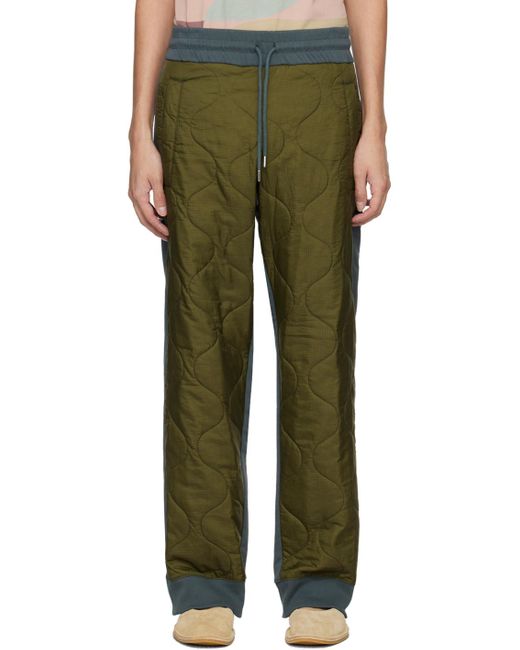 Pantalon de survêtement matelassé bleu et kaki Dries Van Noten pour homme en coloris Green