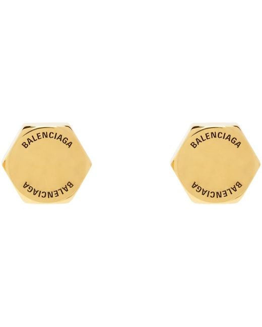 Balenciaga Black Gold Garage Double Screw Earrings for men