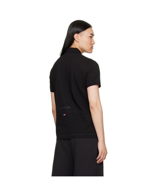 Moncler Black Logo Cotton Piquet Polo for men