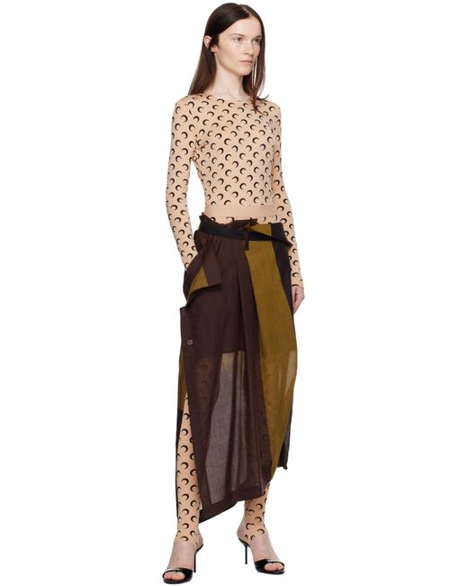 T-Shirt Brun Clair À Effet Seconde Peau En Jersey À Motif À Logos MARINE SERRE en coloris Natural