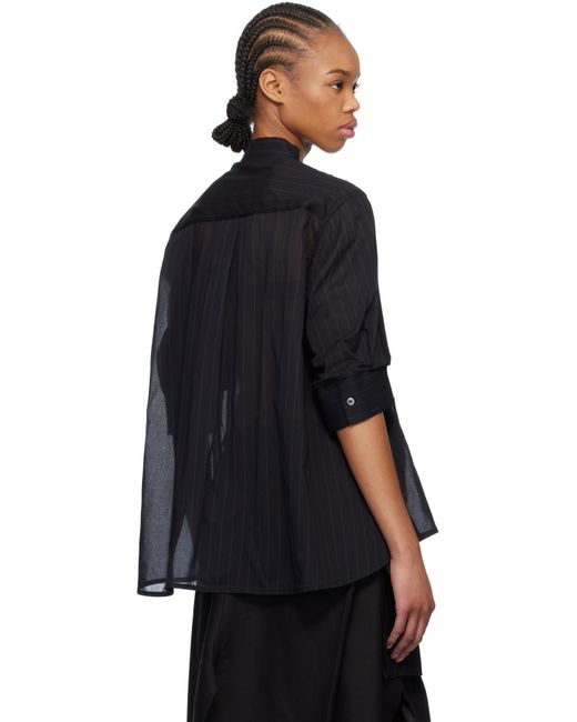 Sacai ブラック High Twist Voile & Knit カーディガン Black