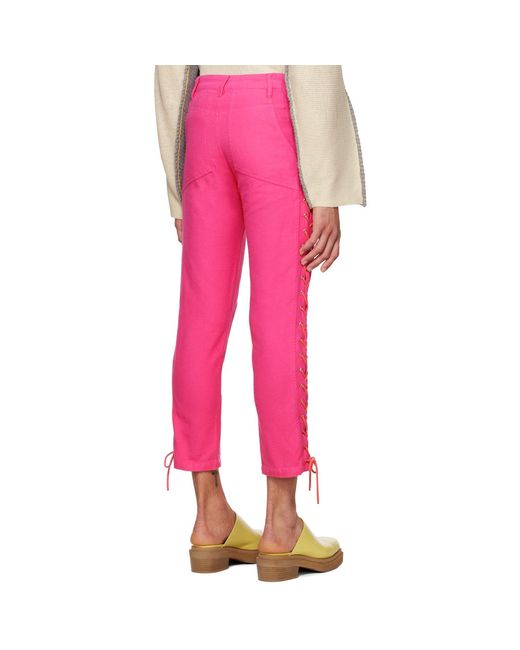 Eckhaus Latta Pink Laced Trousers for men