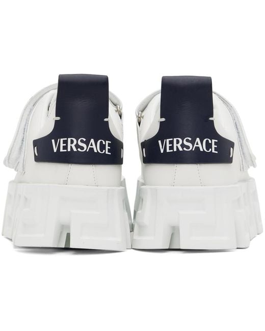 Versace Black White Greca Portico Strap Sneakers for men