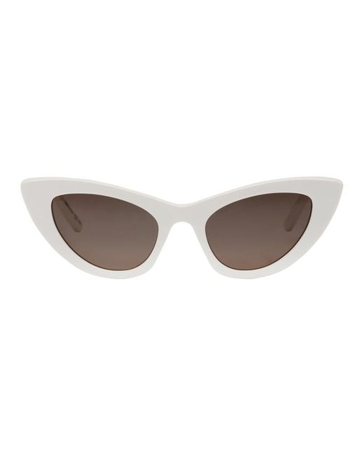 Saint Laurent White Lily Cat-eye Acetate Sunglasses