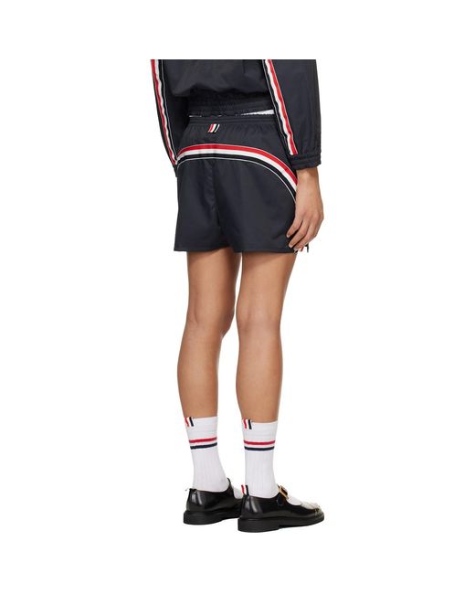 Thom Browne Blue Nylon Tech Track Shorts