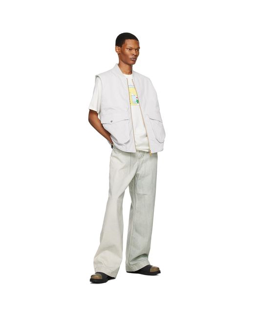 Objects IV Life White Cargo Vest for men