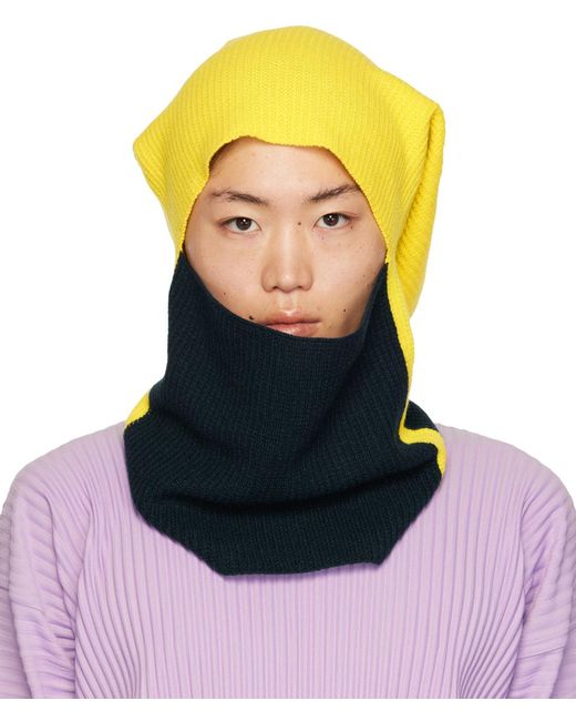 Homme Plissé Issey Miyake Multicolor Homme Plissé Issey Miyake Yellow Frame & Blocks Scarf for men