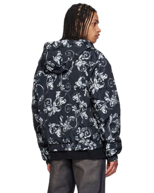 メンズ Versace Jeans Couture ブラック バロッコ リバーシブル ダウンジャケット Black