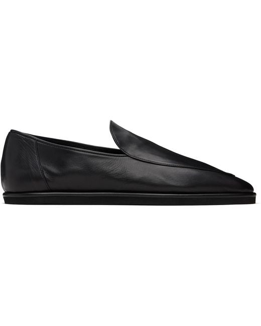 Auralee Black Soft Leather Loafers